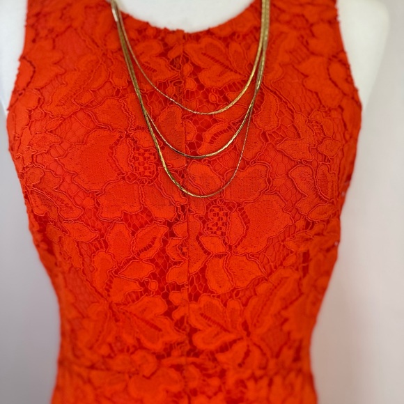 Classical Orange Lace Dress - Sandro Paris - Picture 4 of 17